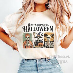 Just Waiting For Halloween Shirt, Halloween T-shirt, Summerween - Heather Dust